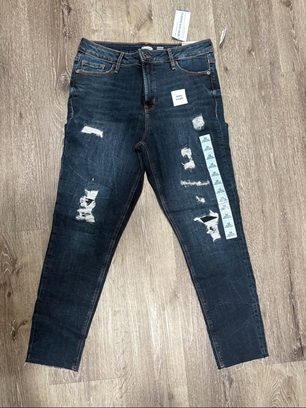 Old Navy Dark Blue Distressed Ankle Jeans